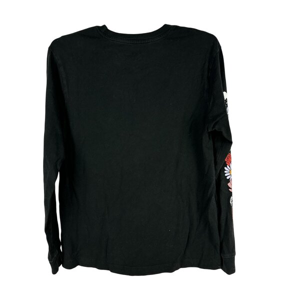 Vans Off The Wall Size Small Skull And Floral Long Sleeve Black Graphic Shirt - Picture 3 of 4